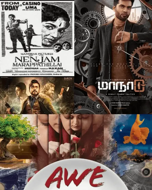 Awe, Nenjam Marapathilley, Maanadu, 24 Movie posters