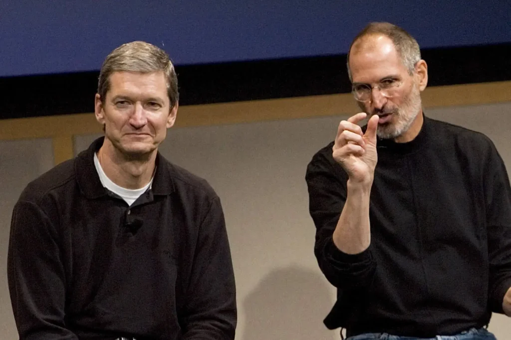 Tim cook and Steeve Jobs: leaders of Apple