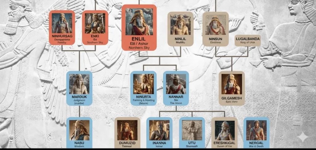 Family Tree of Mesopotamian dieties Enki & Enlil